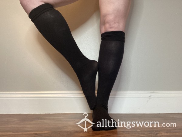 Black Knee High Stockings