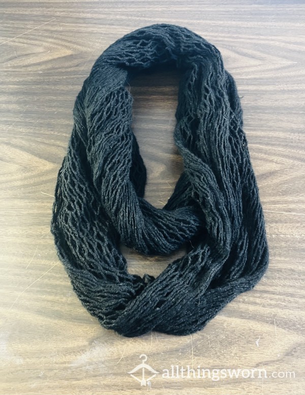 Black Knitted Infinity Scarf!