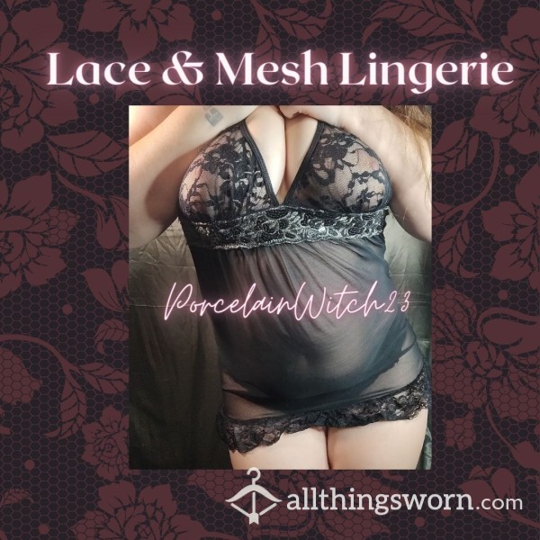 Black Lace And Mesh Lingerie