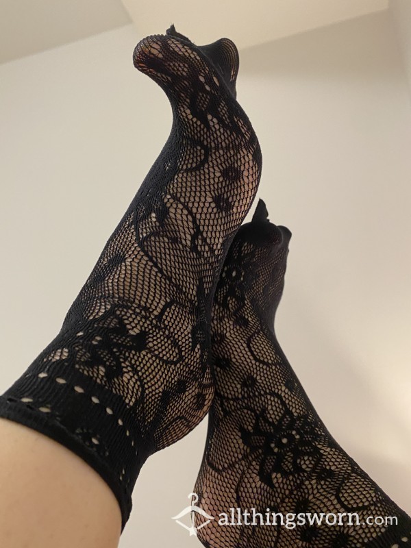 Black Lace Ankle Stocks *2 Day Wear Including Work And Exercise
