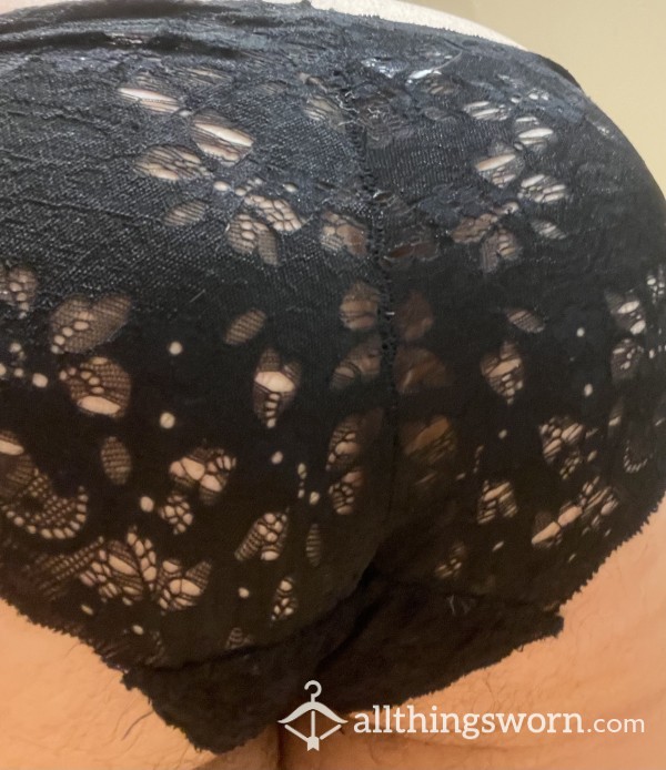 Black Lace 🖤 BBW 🖤 Curly Hairy Ass 💖 Lesbian Goddess 💖 Panties, 48hr+ Wear