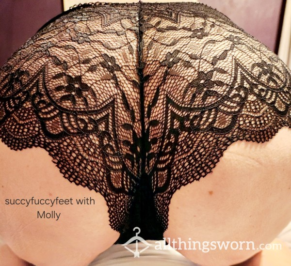 Black Lace Boyshorts With Black Cotton Gusset - Ready For Wear!
