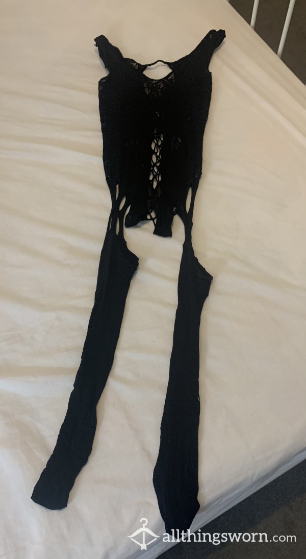 Black Lace Crotchless Body Stocking