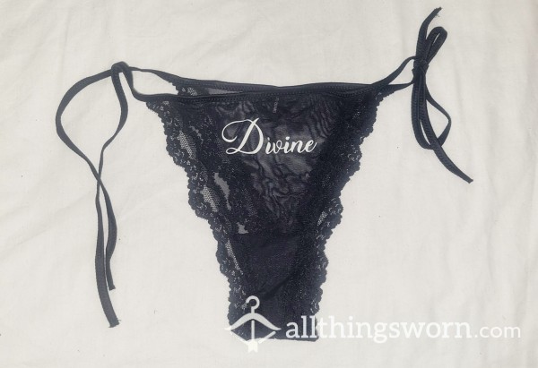 Black Lace "Divine" Panties With Tie Sides