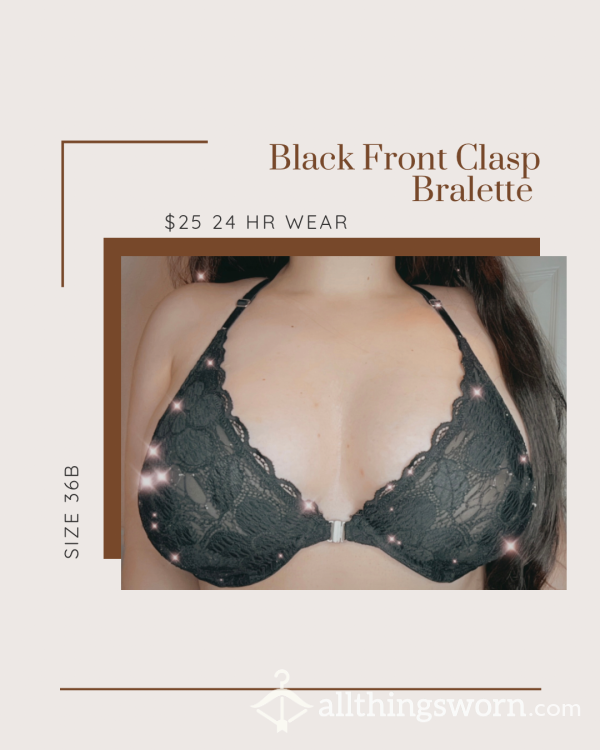 Black Lace Front Clasp Bralette
