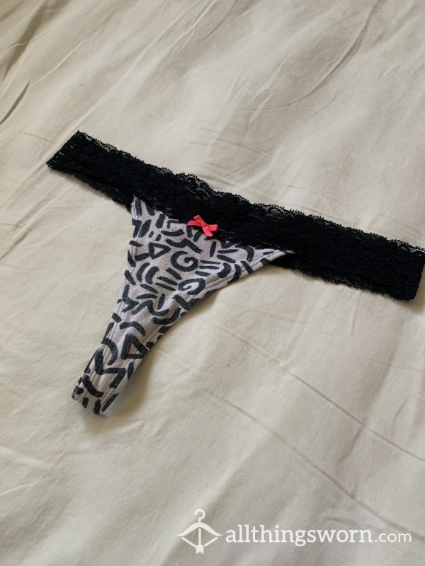 Black Lace Funky Design Thong