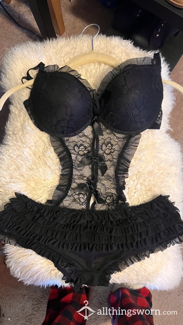 Black Lace Gently Used Large Baby Doll