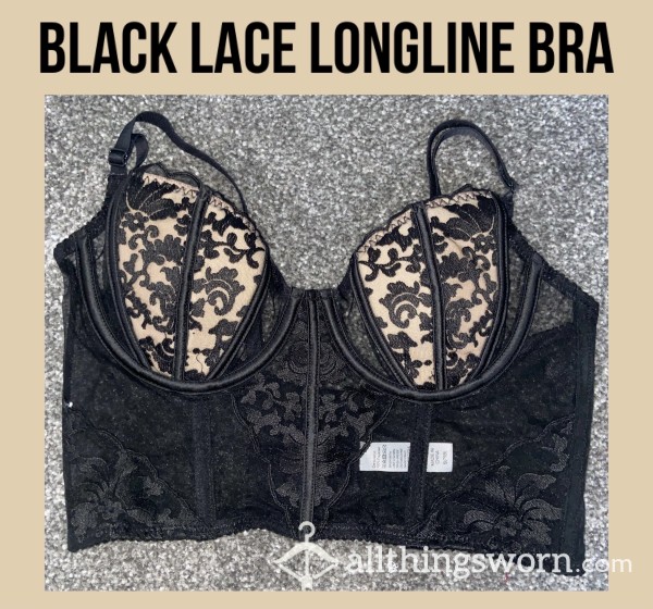 Black Lace Longline Bra👀
