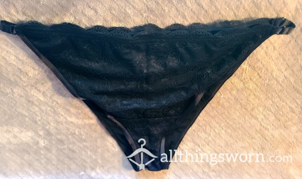 Black Lace, O-Ring Full-Back Panties, XXL