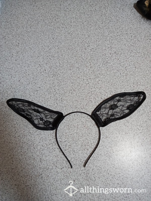 Black Lace Rabbit Ear Headband