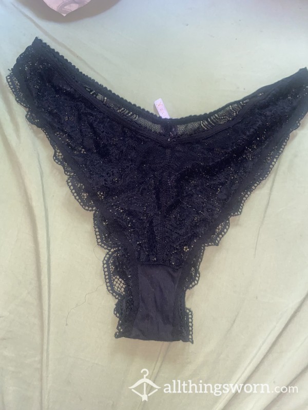 Black Lace Thong Size M
