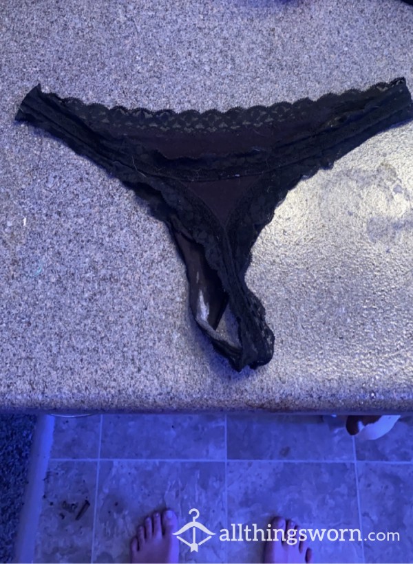 Black Lace Thong Size:S