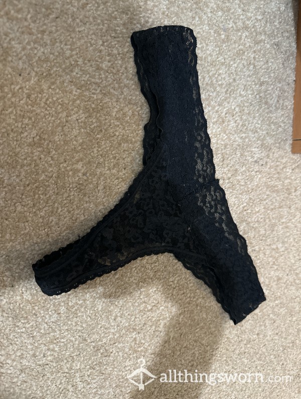 Black Lace Thong - Will Be Worn Fresh On Order