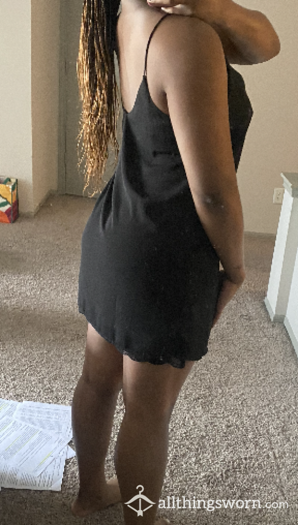 Black Lace Trim Shift Dress!