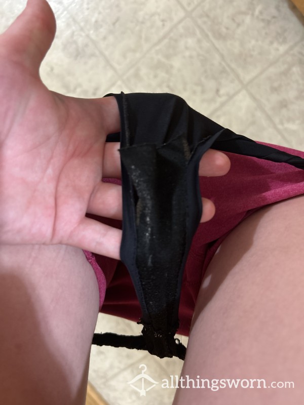 Black Lacy Thong 3 Day Wear Well Used