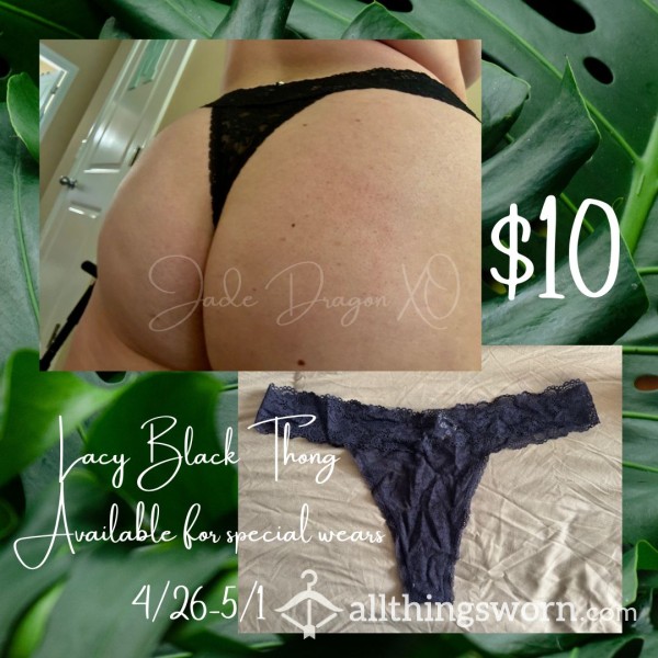 Black Lacy Thong |Special Wear| Size US 9| US 2XL