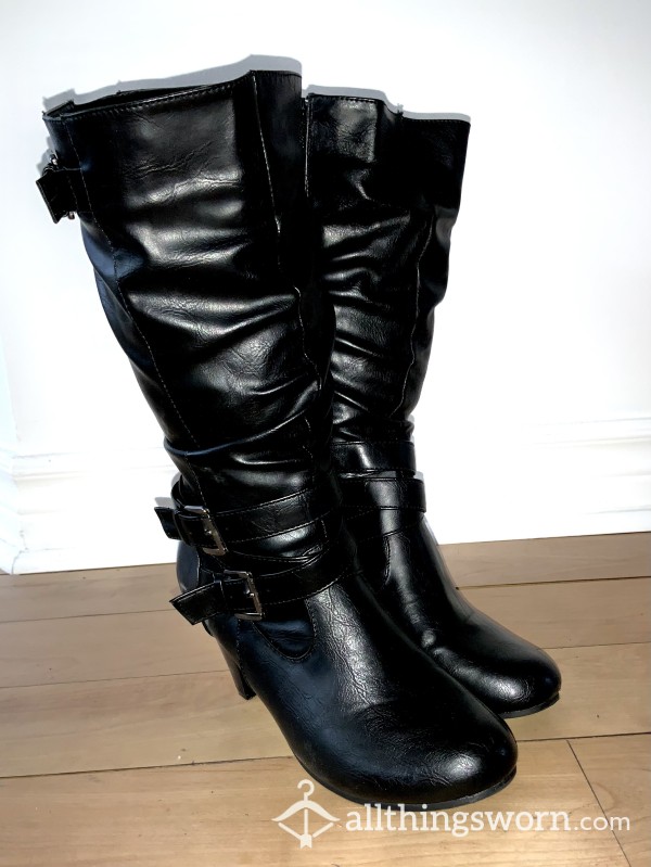 Black Leather Boots Heels