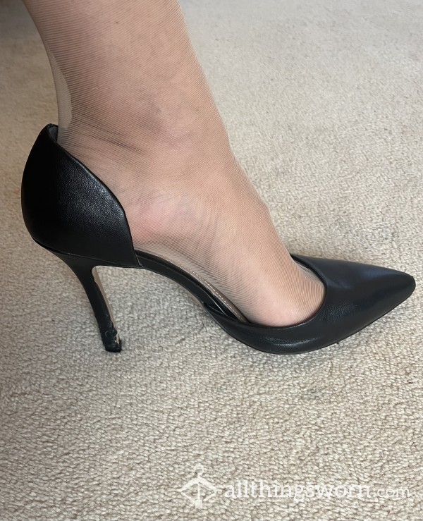 Black Leather High Heeled Shoes