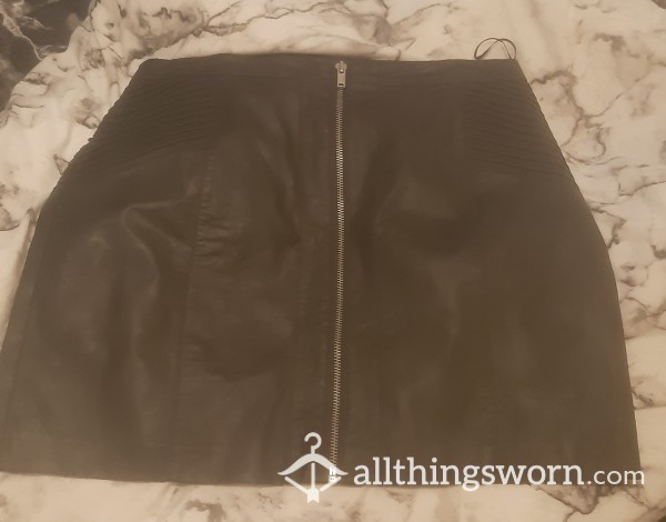 Black Leather Mini Skirt...