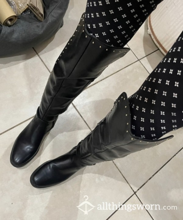 Black Leather Knee High Boots £35