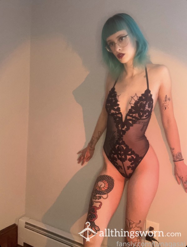 Black Lingerie Photoshoot With My Tattooed Boobs