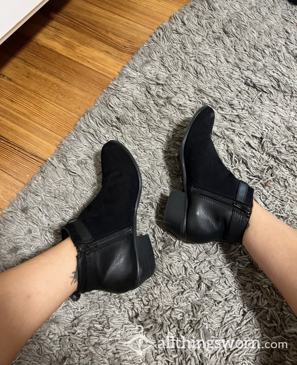 Black Low Heel Booties