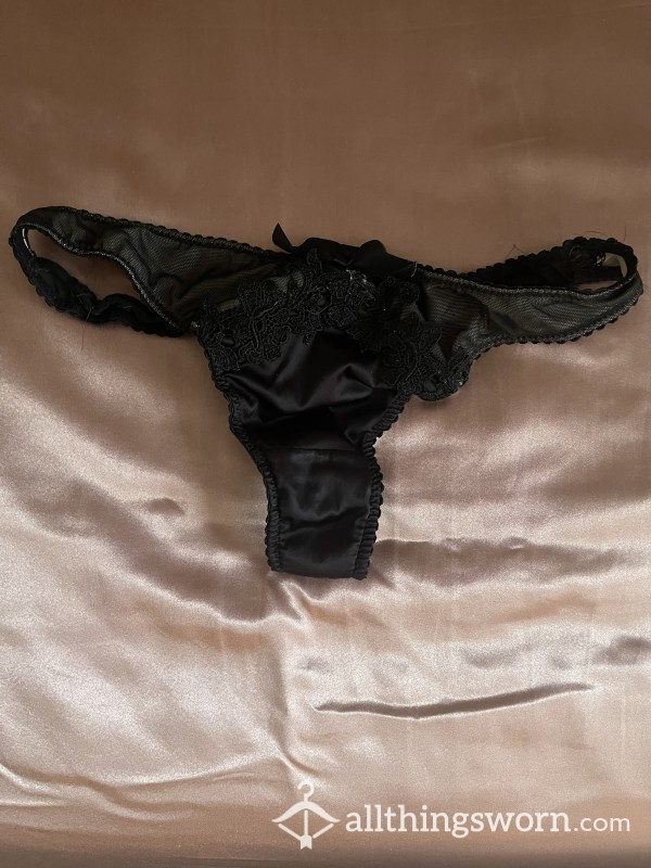 Black Mesh & Old Worn Lace Sexy Thong
