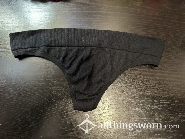 Well Worn Black No Show Material Thong