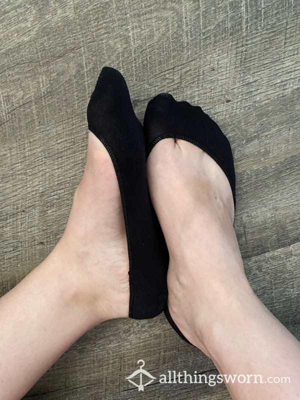 Black Nylon No Show Socks - Stinky & Heavily Worn