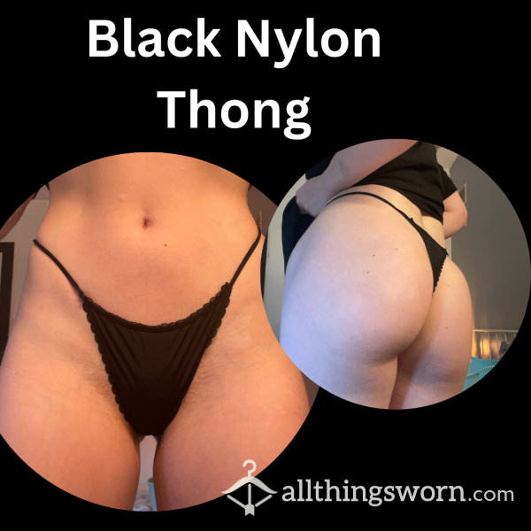 Black Nylon Thong