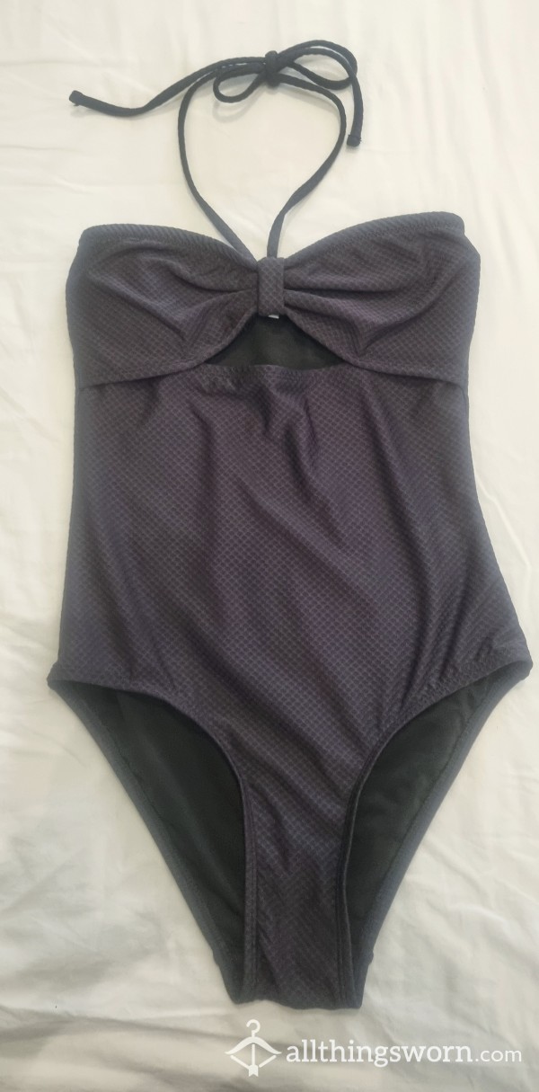 Black One Piece Swimsuit With Underboob Cut Out - UK Size Xs/6