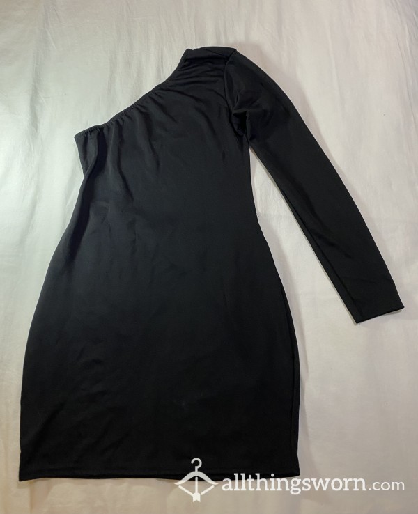 Black One Shoulder Long Sleeve Bodycon Mini Dress