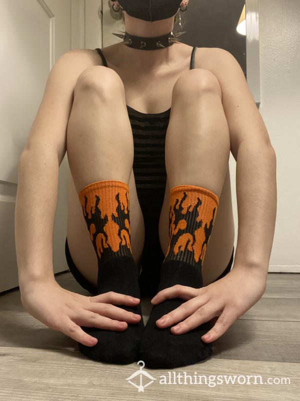 Black & Orange Flame 🔥 Socks