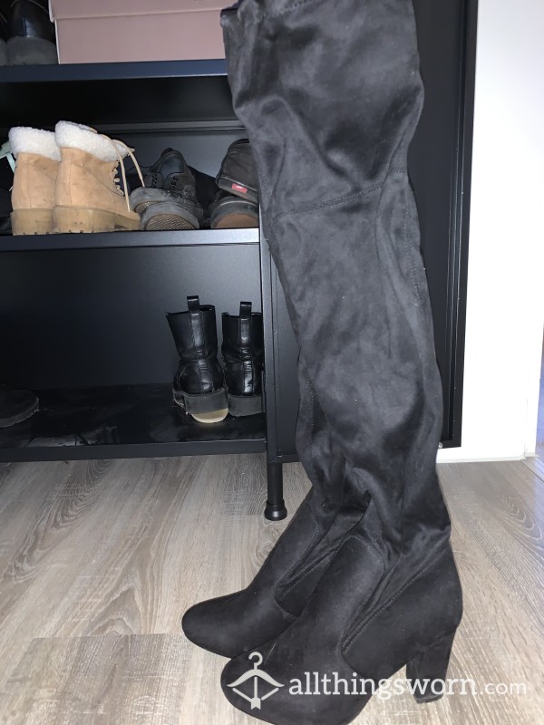 Black Over Knee Boots/ Heels