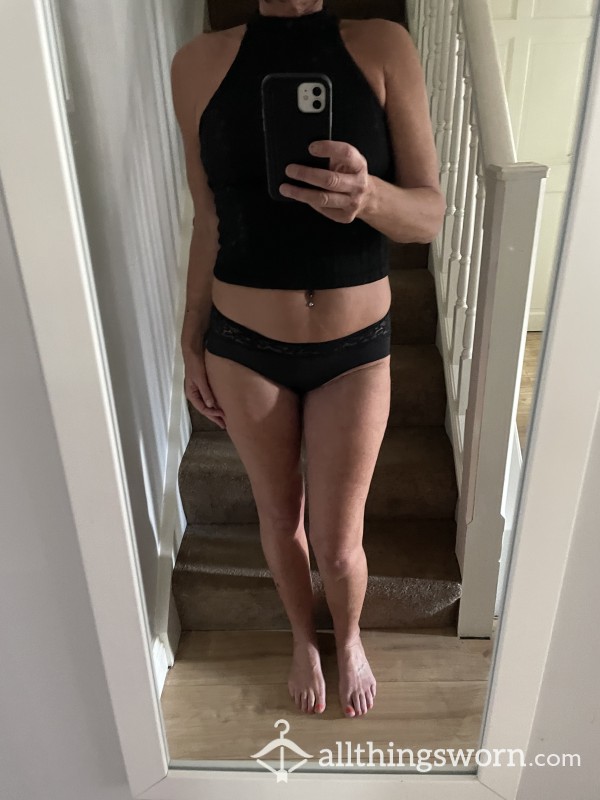 Black Panties And High Neck Cheeky Top