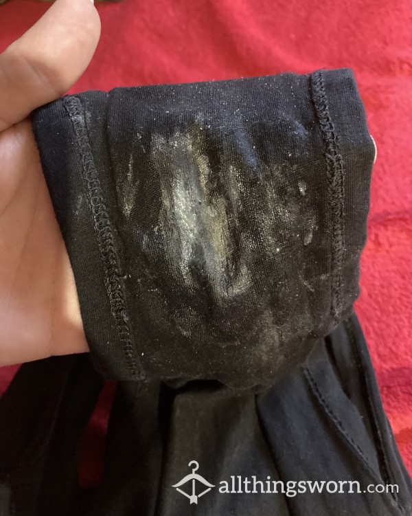 Black Panties With White Discharge. Worn For 36 Hours!