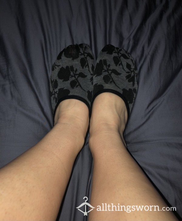 Black Patterned Peds Socks