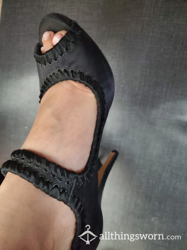 Black Peep Toe Heels