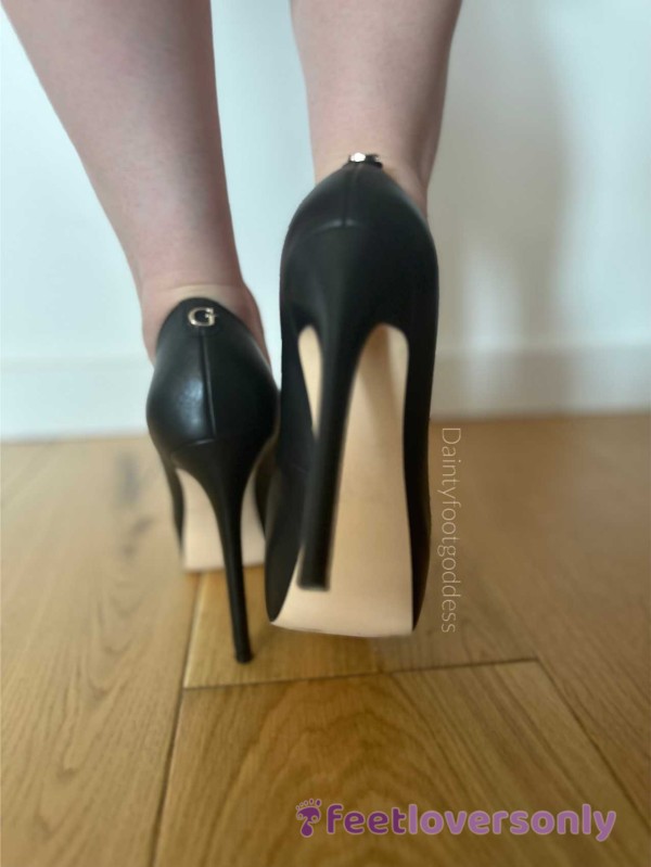 Black Peep-toe Platform Heels