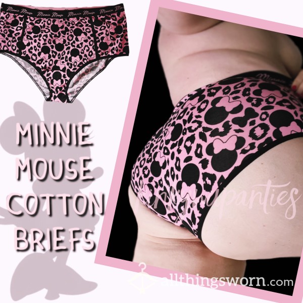 Black & Pink Minnie Cotton Briefs - Includes 48-hour Wear & U.S. Shipping