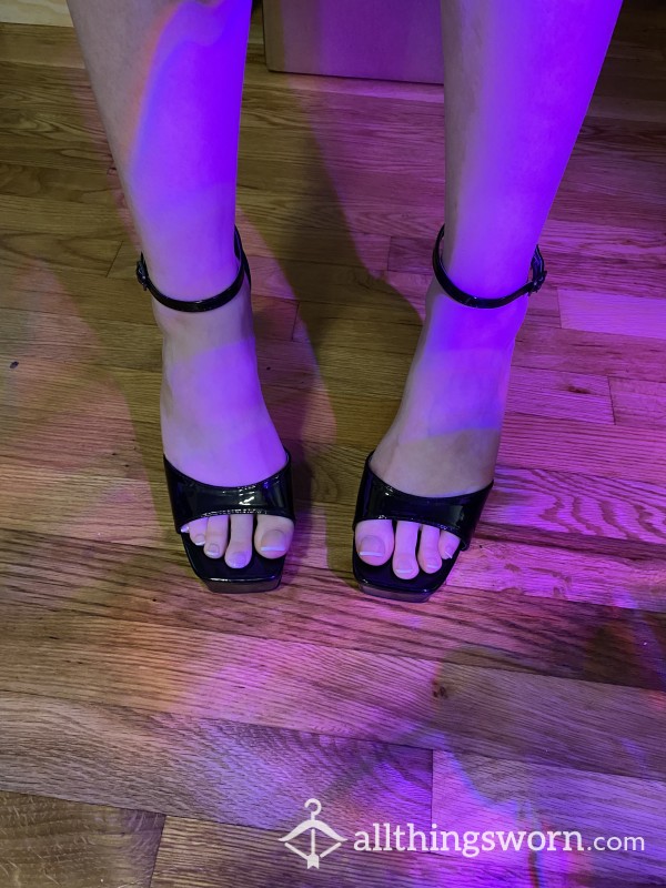 Black Pleather Platform Heels
