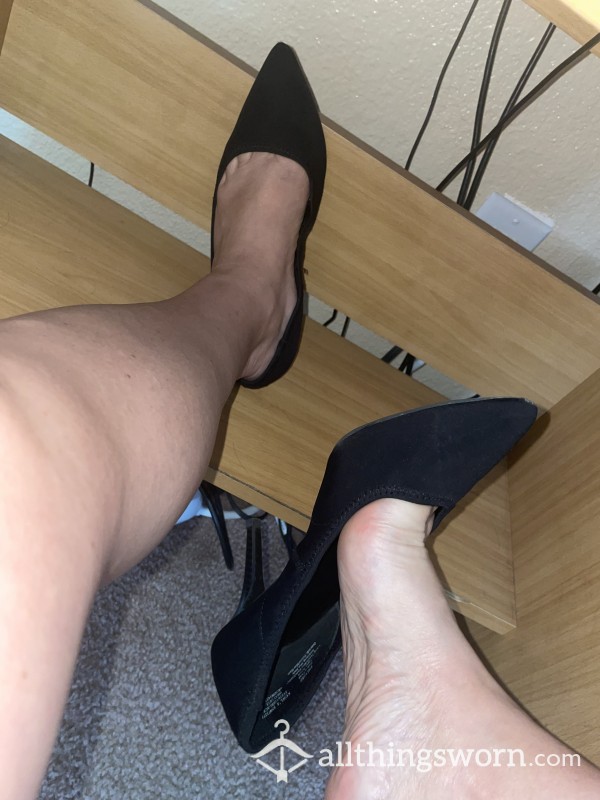 Black Pointy Toe High Heels, Sexy, Smelly, Well Worn