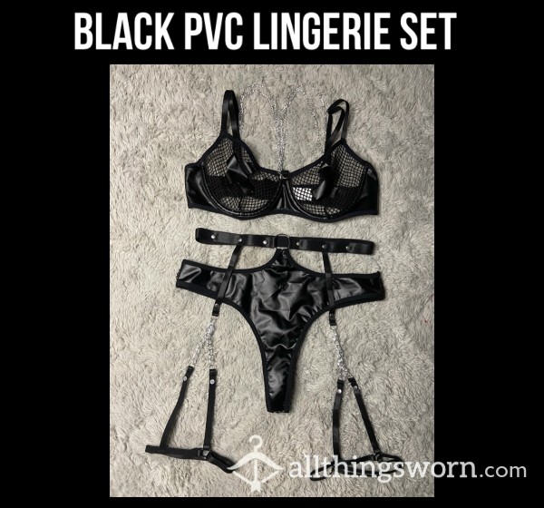 Black Pvc Lingerie Set❌
