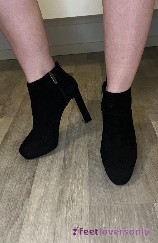 Black High Quality Suede From DIANE VON FURSTENBERG. Free Nylon Socks With Purchase.