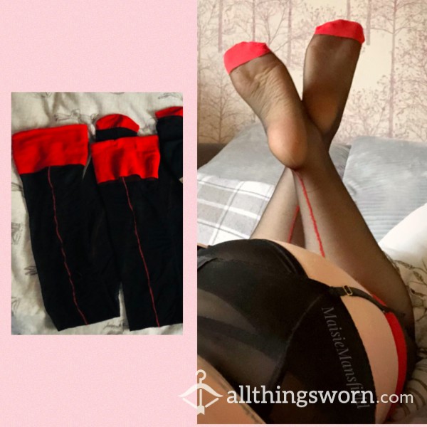 Black & Red Back-seam Stockings