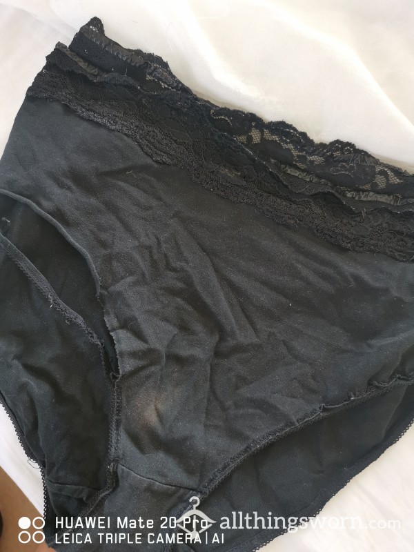 Black Ripped Lace Waist Knickers