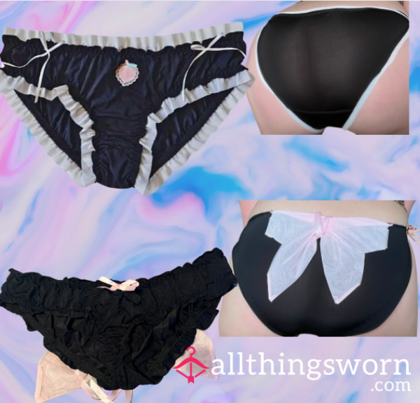 Black Ruffle Silk Naughty Play Panties ;)