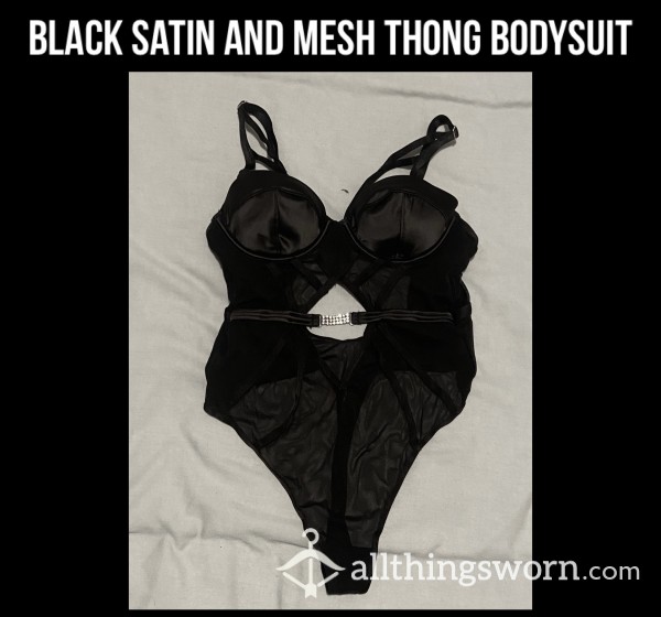 Black Satin And Mesh Bodysuit✨