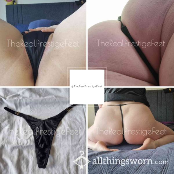 Black Satin Feel Boux Avenue G-String | Size 16 | Standard Wear 48hrs | Includes Pics | See Listing Photos For More Info - From £18.00