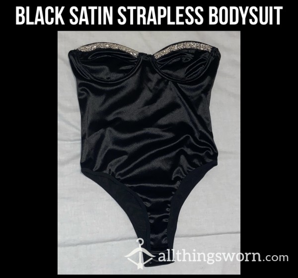 *reduced* Black Satin Strapless Bodysuit🖤